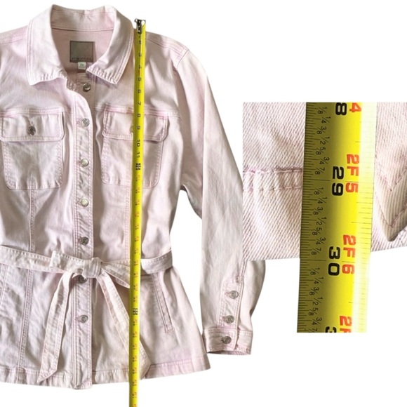 NWT Maurices Light Pink Belted Denim Trench Jacket Size 2X - Picture 10 of 13